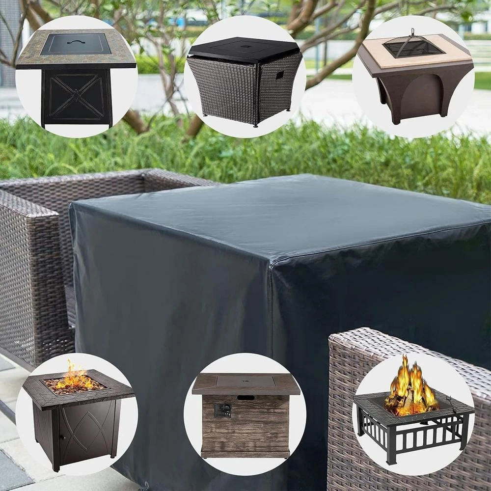 Square Fire Pit Cover, Fits For 28 In. To 32 In. Fire Pit Table,Waterproof And Windproof, 32 In. X 32 In. X 24 In. Black 3 Square Fire Pit Cover, Fits For 28 In. To 32 In. Fire Pit Table,Waterproof And Windproof, 32 In. X 32 In. X 24 In. Black - Image 3