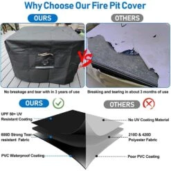 Fire Pit Outdoor Cover Square Super Waterproof 600D Strong Tear Resistant UPF 50+ Cover Fading Resistant, Black 11 Fire Pit Outdoor Cover Square Super Waterproof 600D Strong Tear Resistant UPF 50+ Cover Fading Resistant, Black -Fire Place Store fire pit covers and accessories 28cph039018 44 1000