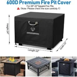 Fire Pit Outdoor Cover Square Super Waterproof 600D Strong Tear Resistant UPF 50+ Cover Fading Resistant, Black 9 Fire Pit Outdoor Cover Square Super Waterproof 600D Strong Tear Resistant UPF 50+ Cover Fading Resistant, Black -Fire Place Store fire pit covers and accessories 28cph039018 4f 1000