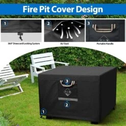 Fire Pit Outdoor Cover Square Super Waterproof 600D Strong Tear Resistant UPF 50+ Cover Fading Resistant, Black 13 Fire Pit Outdoor Cover Square Super Waterproof 600D Strong Tear Resistant UPF 50+ Cover Fading Resistant, Black -Fire Place Store fire pit covers and accessories 28cph039018 76 1000