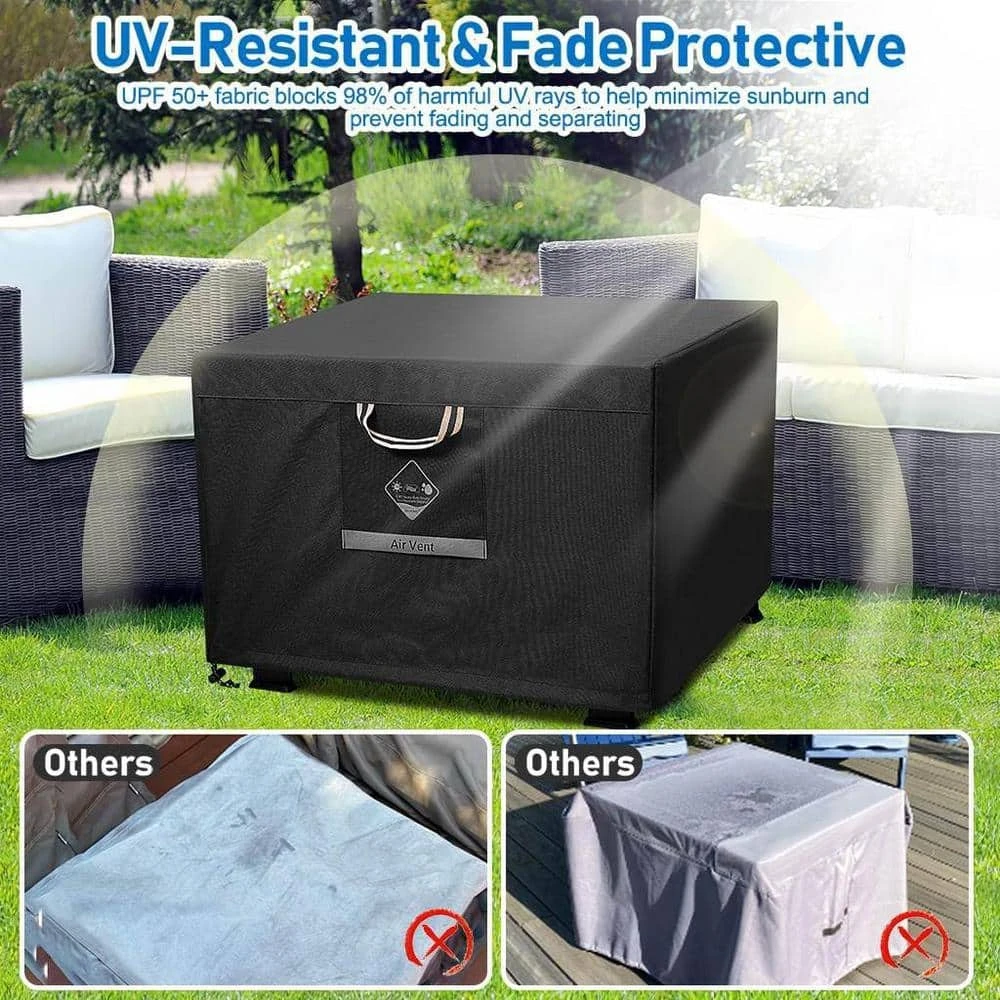 Fire Pit Outdoor Cover Square Super Waterproof 600D Strong Tear Resistant UPF 50+ Cover Fading Resistant, Black 6 Fire Pit Outdoor Cover Square Super Waterproof 600D Strong Tear Resistant UPF 50+ Cover Fading Resistant, Black - Image 6