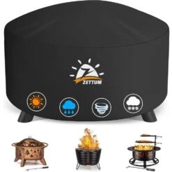 36 In. Outdoor Firepit Cover Heavy-Duty & Waterproof, 600D Patio Fire Table Cover Gas Weather Resistant -Fire Place Store fire pit covers and accessories 28cph039020 4f 1000