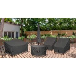50 In. D X 24 In. H Waterproof 600D Heavy Duty Round Patio Fire Pit Table Cover, Black -Fire Place Store fire pit covers and accessories cjht2563 31 1000