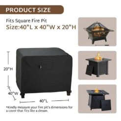 40 In. L X 40in. W Square Fire Pit Cover Outdoor Waterproof And Weatherproof Heavy Duty 600D Patio Fireplace Table Cover 8 40 In. L X 40in. W Square Fire Pit Cover Outdoor Waterproof And Weatherproof Heavy Duty 600D Patio Fireplace Table Cover -Fire Place Store fire pit covers and accessories jt00059 bl c3 1000