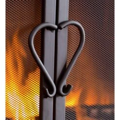 Large Cast Iron And Steel Scrollwork 1-Panel Fire Screen With Doors -Fire Place Store fireplace screens 13401 bk 4f 1000