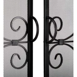 Small Crested Wrought Iron And Steel 1-Panel Fire Screen With Doors 7 Small Crested Wrought Iron And Steel 1-Panel Fire Screen With Doors -Fire Place Store fireplace screens 13912 bk 1f 1000