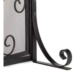 Small Crested Wrought Iron And Steel 1-Panel Fire Screen With Doors 6 Small Crested Wrought Iron And Steel 1-Panel Fire Screen With Doors -Fire Place Store fireplace screens 13912 bk 4f 1000