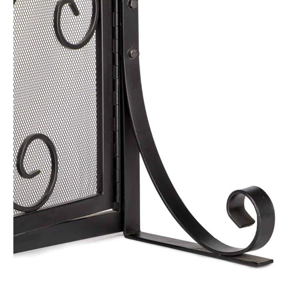 Small Crested Wrought Iron And Steel 1-Panel Fire Screen With Doors 3 Small Crested Wrought Iron And Steel 1-Panel Fire Screen With Doors - Image 3