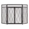 50 In. Black Steel Kempston Park 3-Panel Fireplace Screen With Doors