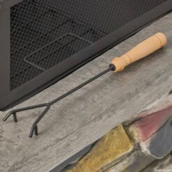 28 In. Stone Gray Concrete Fire Pit Table With Lid - Outdoor Wood Burning Fire Pit For Patio And Yard -Fire Place Store firewood fire stove 1 44 1000