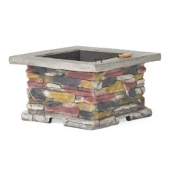 28 In. Stone Gray Concrete Fire Pit Table With Lid - Outdoor Wood Burning Fire Pit For Patio And Yard -Fire Place Store firewood fire stove 1 fa 1000