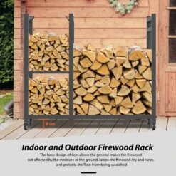 31.1 In. W Steel Log Rack Firewood Storage Shed -Fire Place Store firewood out d 34 fa 1000