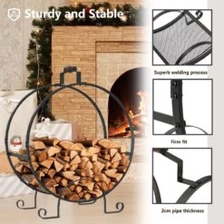 24.4 In. W Steel Log Rack Firewood Storage Shed -Fire Place Store firewood out d 35 fa 1000
