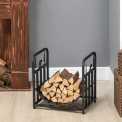 17 In Black Flat Bottom Firewood Rack With Fireplace Tools -Fire Place Store firewood out d 65 4f 1000