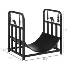 17 In Black Flat Bottom Firewood Rack With Fireplace Tools -Fire Place Store firewood out d 65 c3 1000