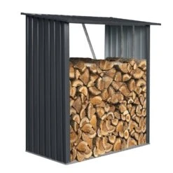 5 Ft. W X 3 Ft. D Metal Firewood Storage Shed With Sloped Roof For Indoor And Outdoor Use -Fire Place Store firewood out w540 1 c3 1000