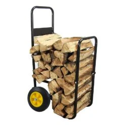 39.37 In. Heavy-Duty Metal Outdoor Firewood Rack With Wheels -Fire Place Store firewood racks nov24fr01 c3 1000