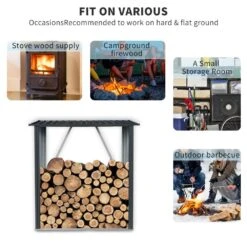 Black 59 In. W Heavy Duty Outdoor Meta Firewood Rack For Firewood And Lumber Storage -Fire Place Store firewood racks outdoor 14 1f 1000