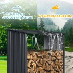 Black 59 In. W Heavy Duty Outdoor Meta Firewood Rack For Firewood And Lumber Storage -Fire Place Store firewood racks outdoor 14 44 1000