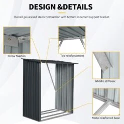 Black 59 In. W Heavy Duty Outdoor Meta Firewood Rack For Firewood And Lumber Storage -Fire Place Store firewood racks outdoor 14 fa 1000