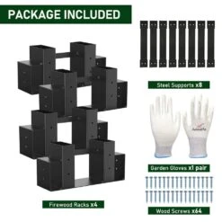 13 In. Outdoor Firewood Rack Adjustable To Any Length (4-Bracket Kit) -Fire Place Store firewood racks richfire10 4f 1000