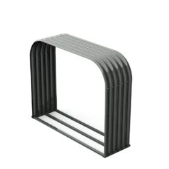 59 In. Heavy-Duty Outdoor Firewood Rack Gray Galvanized Steel Log Holder Lumber Storage Stand