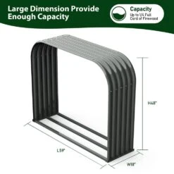 59 In. Heavy-Duty Outdoor Firewood Rack Gray Galvanized Steel Log Holder Lumber Storage Stand -Fire Place Store firewood racks toutd1657 76 1000