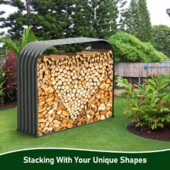 18 In. D X 59 In. W X 48 In. H Galvanized Steel Firewood Storage Log Rack -Fire Place Store firewood sfirewood1 1f 1000