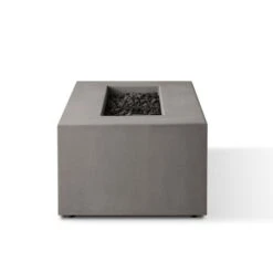 Matteau 60 In. X 19 In. Rectangle Concrete Composite Propane Fire Table In Flint With Vinyl Cover -Fire Place Store flint jensen co gas fire pits 142lp flnt 66 1000