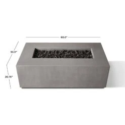 Matteau 60 In. X 19 In. Rectangle Concrete Composite Propane Fire Table In Flint With Vinyl Cover -Fire Place Store flint jensen co gas fire pits 142lp flnt c3 1000