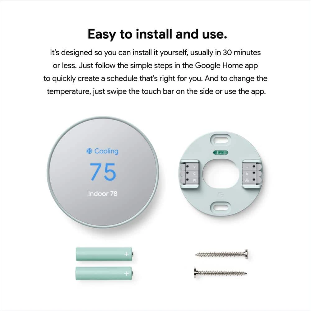 Google Nest Thermostat - Smart Programmable Wi-Fi Thermostat - Fog 6 Google Nest Thermostat - Smart Programmable Wi-Fi Thermostat - Fog - Image 6