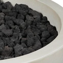 Pompton 42 In. Round Concrete Composite Propane Fire Pit In Fog With Vinyl Cover -Fire Place Store fog jensen co gas fire pits 132lp fog 44 1000