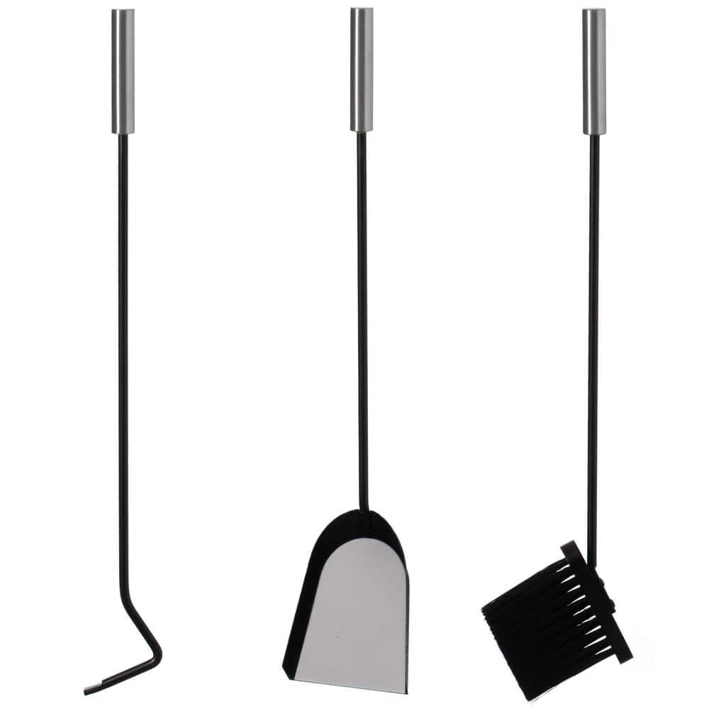 Indoor And Outdoor Patio Iron Firewood Log Cart With Wheels And Fireplace Tool Set, Black 10 Indoor And Outdoor Patio Iron Firewood Log Cart With Wheels And Fireplace Tool Set, Black - Image 10