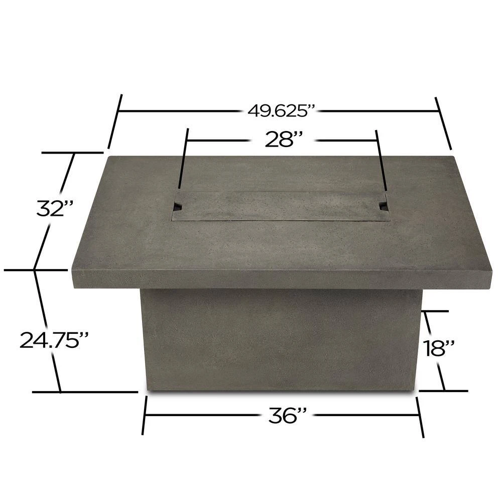 Ventura 50 In. X 24 In. Rectangle MGO Propane Fire Pit In Glacier Gray With Natural Gas Conversion Kit 4 Ventura 50 In. X 24 In. Rectangle MGO Propane Fire Pit In Glacier Gray With Natural Gas Conversion Kit - Image 4