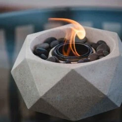 Geo 10.5 In Indoor/Outdoor Concrete Tabletop Fire Bowl In Graphite -Fire Place Store graphite solo stove gas fire pits od tt geo gph 4f 1000