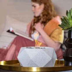 Geo 10.5 In Indoor/Outdoor Concrete Tabletop Fire Bowl In Graphite -Fire Place Store graphite solo stove gas fire pits od tt geo gph c3 1000