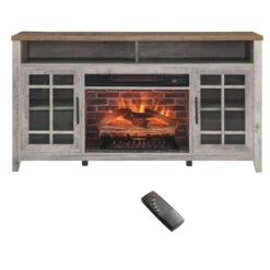55 In. Freestanding Electric Fireplace KD Inserts Heater In Gray