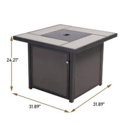 CLIHOME 32 In. W X 25 In. H All Iron Teslin Square Gas Fire Pit Table With Pumice Stone 11 CLIHOME 32 In. W X 25 In. H All Iron Teslin Square Gas Fire Pit Table With Pumice Stone -Fire Place Store gray fire pit kits cl 51 4f 1000