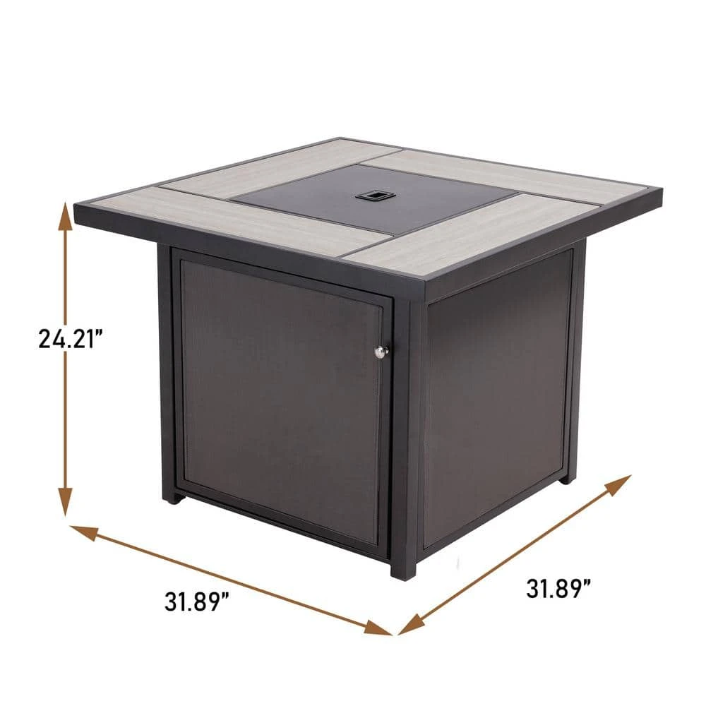 CLIHOME 32 In. W X 25 In. H All Iron Teslin Square Gas Fire Pit Table With Pumice Stone 4 CLIHOME 32 In. W X 25 In. H All Iron Teslin Square Gas Fire Pit Table With Pumice Stone - Image 4