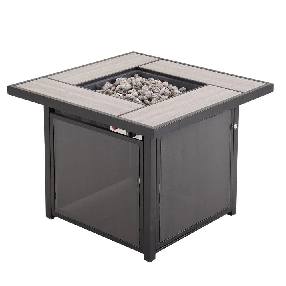 CLIHOME 32 In. W X 25 In. H All Iron Teslin Square Gas Fire Pit Table With Pumice Stone 3 CLIHOME 32 In. W X 25 In. H All Iron Teslin Square Gas Fire Pit Table With Pumice Stone - Image 3