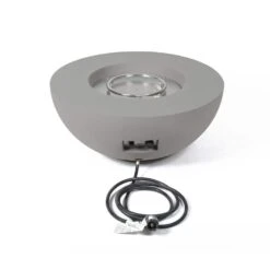 Roca 34 In. X 15 In. Round Concrete Natural Gas Fire Pit In Grey With Canvas Cover And Lava Rock -Fire Place Store gray modeno gas fire pits ofg107 ng 66 1000