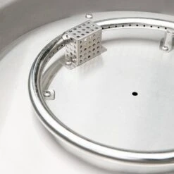 Roca 34 In. X 15 In. Round Concrete Natural Gas Fire Pit In Grey With Canvas Cover And Lava Rock -Fire Place Store gray modeno gas fire pits ofg107 ng fa 1000