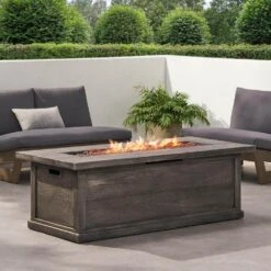56 In. W X 26 In. D X 19 In. H Rectangle Metal Propane Burning Outdoor Fire Pit In Gray -Fire Place Store gray staykiwi gas fire pits skbcfp28gr 31 1000
