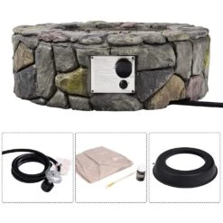 28 In. 40000 BTU Stone Gas Fire Stove Fire Pit For Outdoor Patio Garden Backyard-Nature 14 28 In. 40000 BTU Stone Gas Fire Stove Fire Pit For Outdoor Patio Garden Backyard-Nature -Fire Place Store gray sunrinx gas fire pits mg54 27 hdhl 1f 1000