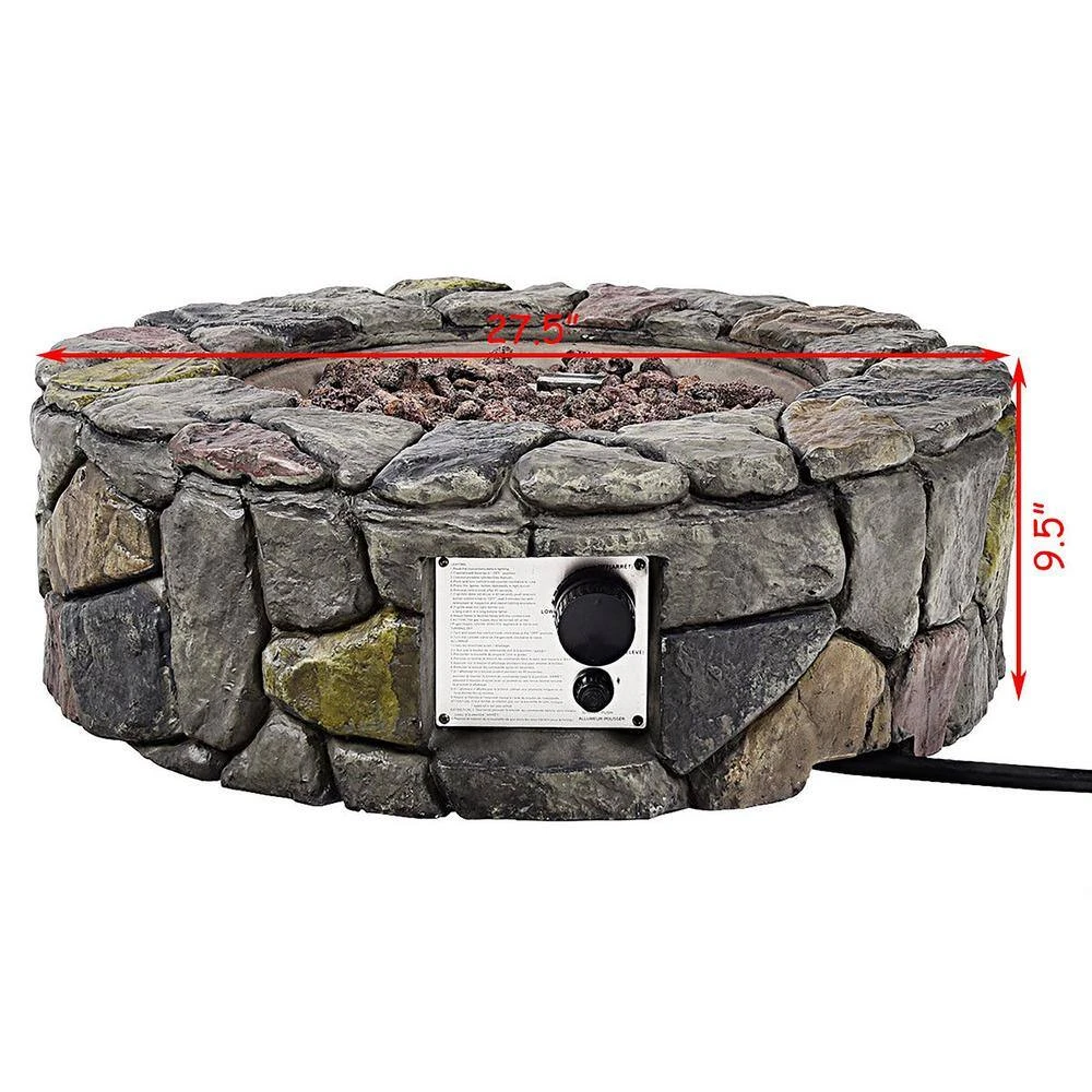 28 In. 40000 BTU Stone Gas Fire Stove Fire Pit For Outdoor Patio Garden Backyard-Nature 3 28 In. 40000 BTU Stone Gas Fire Stove Fire Pit For Outdoor Patio Garden Backyard-Nature - Image 3