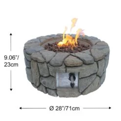 28 In. Outdoor Faux Stone Round Propane Gas Fire Pit, Gray 16 28 In. Outdoor Faux Stone Round Propane Gas Fire Pit, Gray -Fire Place Store gray teamson home gas fire pits hf09501aa 44 1000