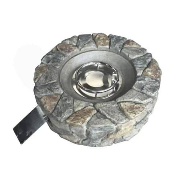 28 In. Outdoor Faux Stone Round Propane Gas Fire Pit, Gray 5 28 In. Outdoor Faux Stone Round Propane Gas Fire Pit, Gray - Image 5