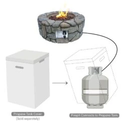 28 In. Outdoor Faux Stone Round Propane Gas Fire Pit, Gray 17 28 In. Outdoor Faux Stone Round Propane Gas Fire Pit, Gray -Fire Place Store gray teamson home gas fire pits hf09501aa fa 1000