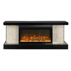 ActiveFlame Decor Electric Fireplace With Wall-Mount 48 In. Mantel, Hexagon Tile