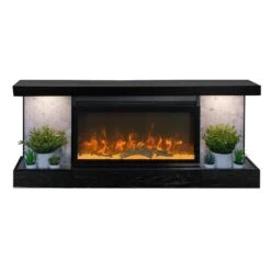 ActiveFlame Decor Electric Fireplace With Wall-Mount 48 In. Mantel, Hexagon Tile -Fire Place Store gray wall mounted electric fireplaces ef10123 gy2 fa 1000